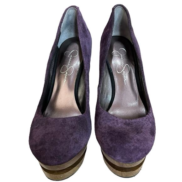 Jessica Simpson Colie pumps heels purple suede leather size 7B platform 5” heel - Picture 2 of 10